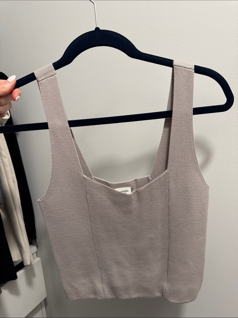 Sleeveless Square-Neck Tank Top in Taupe